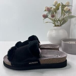 Mephisto Hemeline Velvet Leather Slides Sandal Women 6.5/EU37 Comfort Light Wear